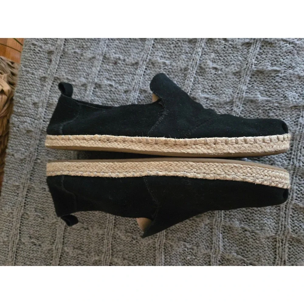 TOMS Black Suede Alpargata Espadrille Slip On Flats Women Size 10
